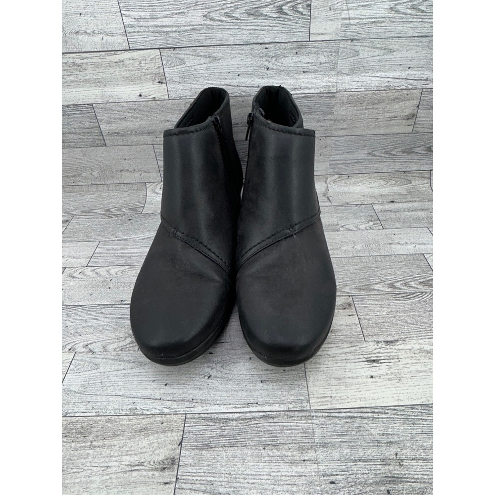 Clarks Cloudsteppers Sillian Tino Black Ankle Boots Womens 11 M Low Wedge Zip - Picture 3 of 13